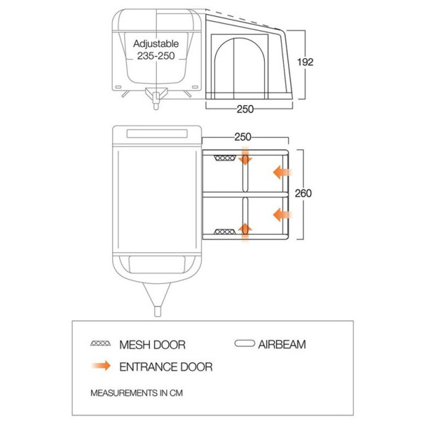 Carpa de autocaravana/furgoneta Vango Balletto Air 260 Elements ProShield