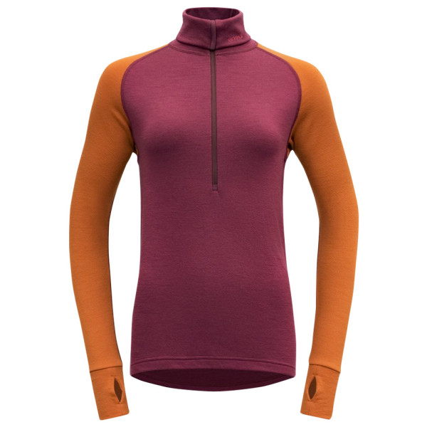 Cuello alto de mujer Devold Expedition Woman Zip Neck rojo/naranja Beetroot/Flame