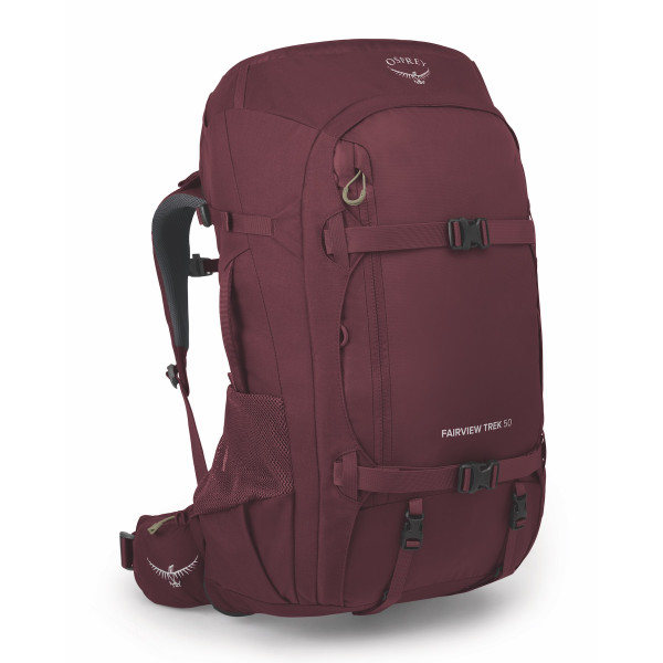 Mochila de senderismo para mujer Osprey Fairview Trek 50 rojo zircon red