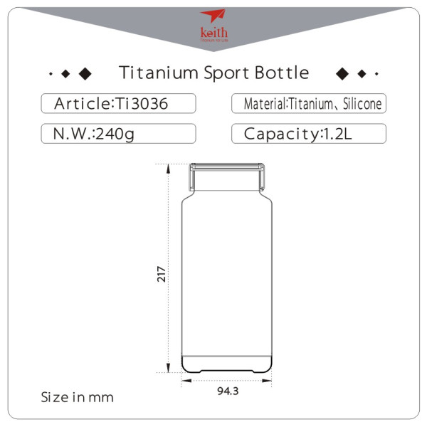 Botella Keith Titanium Titanium Sport Bottle 1,2 l