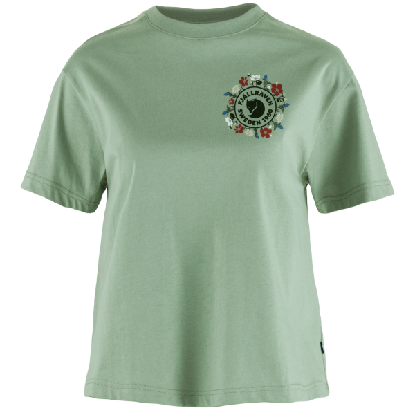 Camiseta de mujer Fjällräven Fjällblomster Logo T-shirt W verde Misty Green