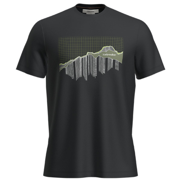 Camiseta de hombre Icebreaker Men Merino 150 Tech Lite III SS Tee Pinnacle Grid negro Black