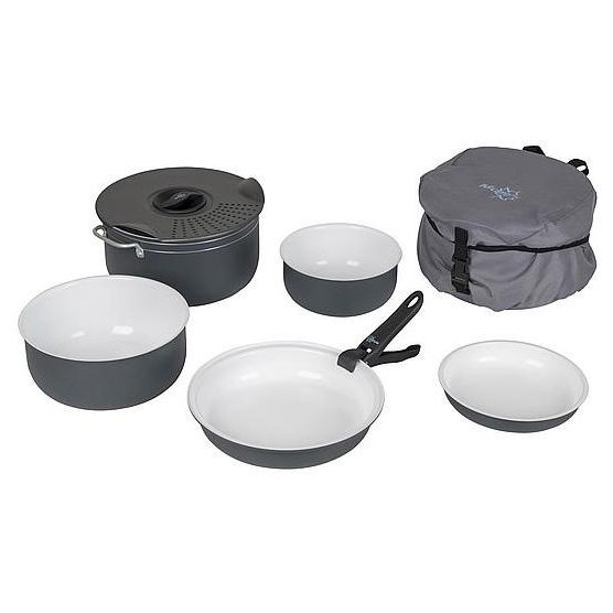 Vajilla Bo-Camp Cookware set Camping 7 negro/blanco Black/White