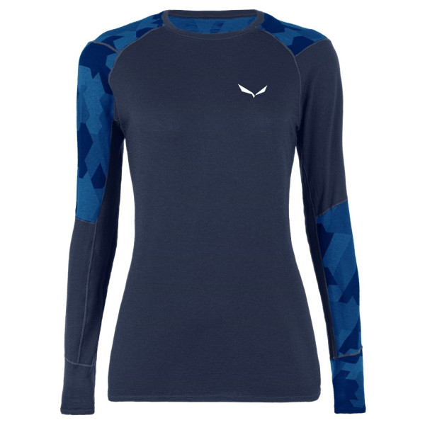 Camiseta de mujer Salewa Cristallo Warm Amr W L/S Tee. azul oscuro NavyBlazer