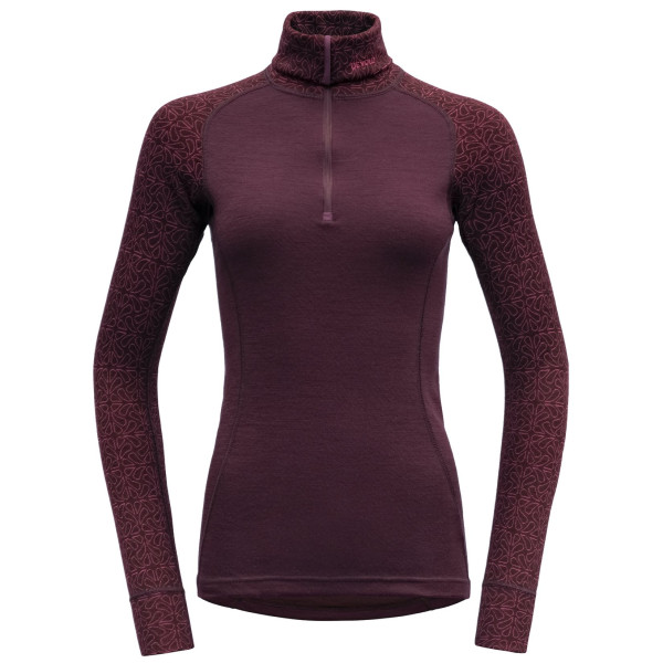 Camiseta funcional de mujer Devold Duo Active Merino 205 Z.Neck rojo Port