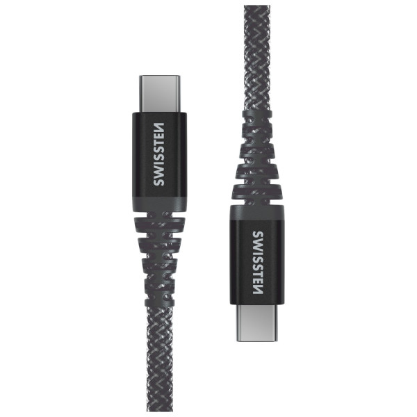 Cable de carga y datos Swissten Kevlar USB-C/USB-C 1,5 m gris oscuro Antracit