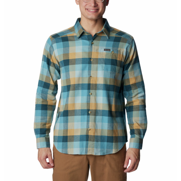 Camisa de hombre Columbia Cornell Woods™ Flannel Long Sleeve Shirt azul/amarillo Stone Blue Buffalo Check