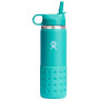 Botella para niños Hydro Flask Kids Wide Mouth 20 oz Straw Lid/Boot verde claro mirage