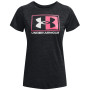 Camiseta de mujer Under Armour Tech Twist Box LU SSC negro Black / Jet Gray / White