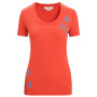 Camiseta de mujer Icebreaker Women Tech Lite II SS Scoop Tee Swarming Shapes naranja Vibrant Earth