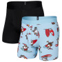 Calzoncillos bóxer Saxx Droptemp Cooling Cotton Bb Fly 2Pk azul/negro surfs up/black