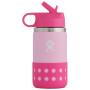 Botella para niños Hydro Flask Kids Wide Mouth 12 oz Straw Lid/Boot rosa Plumeria