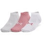 Juego de calcetines Under Armour Essential Low Cut 3pk rosa Pink Elixir / White / Halo Gray