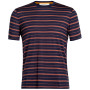 Camiseta de hombre Icebreaker Mens Wave SS Tee Stripe azul Midnight Navy/Grape