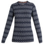 Camiseta funcional de mujer Icebreaker W Mer 260 Vertex LS Crewe First Snow azul oscuro Midnight Navy/Snow/J