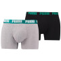 Calzoncillos bóxer para hombre Puma Basic Boxer 2P gris/negro Gray