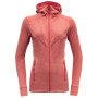 Sudadera de mujer Devold Aksla Woman Jacket W/Hood salmón Poppy