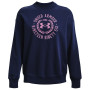 Sudadera de mujer Under Armour Rival Fleece Crest Grp Crew azul oscuro Midnight Navy/Jellyfish