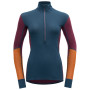 Cuello alto de mujer Devold Wool Mesh Woman Half Zip Neck azul/naranja Beetroot