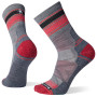 Calcetines de hombre Smartwool Hike Light Cushion Striped Mid Crew gris/rojo medium gray