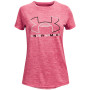 Camiseta para niños Under Armour Tech BL Twist SS rosa Jellyfish/White/Calypso