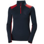 Camiseta funcional de mujer Helly Hansen W Lifa Merino Midweight 1/2 Zip azul Navy